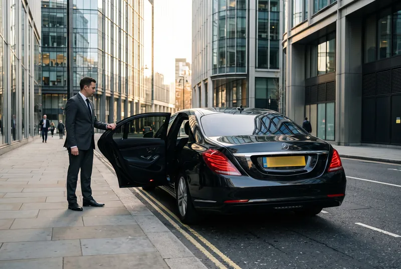 Mercedes-Benz S-Class with chauffeur in the City of London