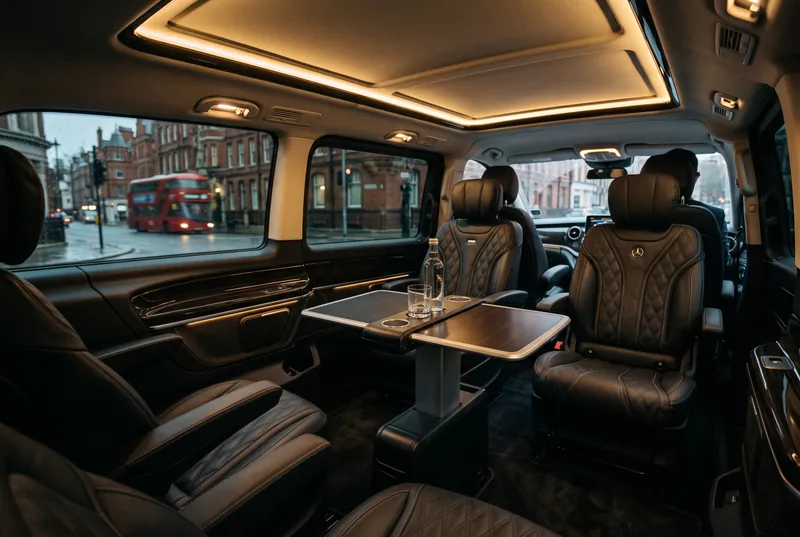 Conference seating inside a Mercedes-Benz V-Class
