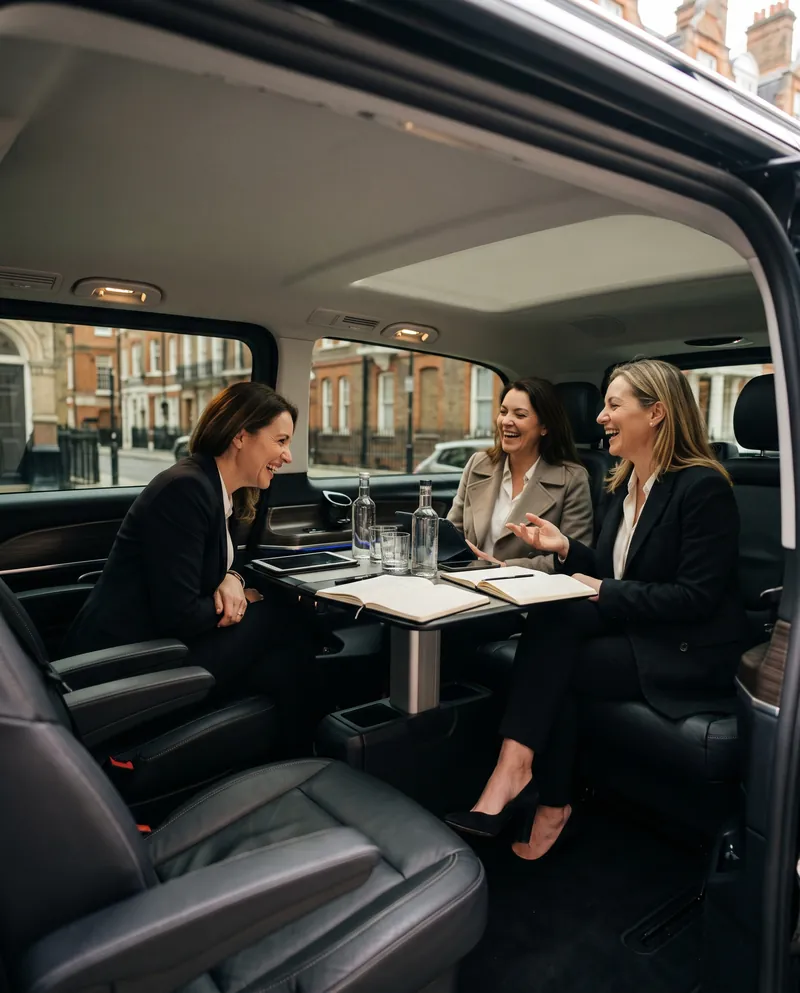 Colleagues in the conference seating of a Mercedes-Benz V-Class